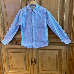 Abercrombie & Fitch light blue/white check button down in muscle cut- Adult S.
